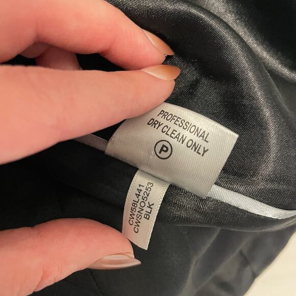 Calvin Klein Long Wool Black Overcoat Faux Fur Collar & Belt Women's Size 4 - Picture 5 of 7